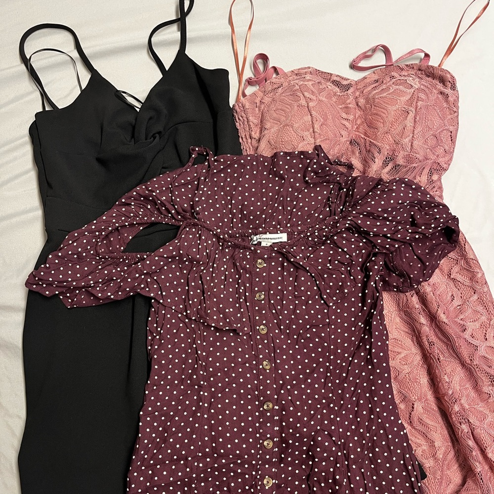 Dresses in Black, Pink, and Burgundy